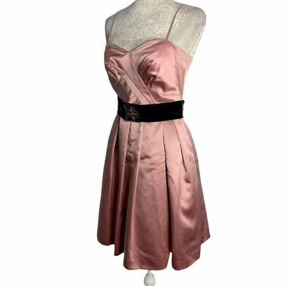 Vintage Pleated Sleeveless Mini Dress 4 Pink - Picture 7 of 8